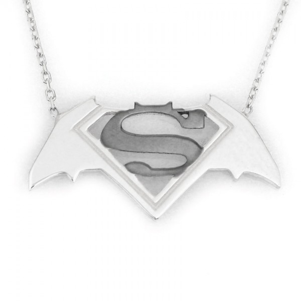 Gümüş Batman Superman Kolye